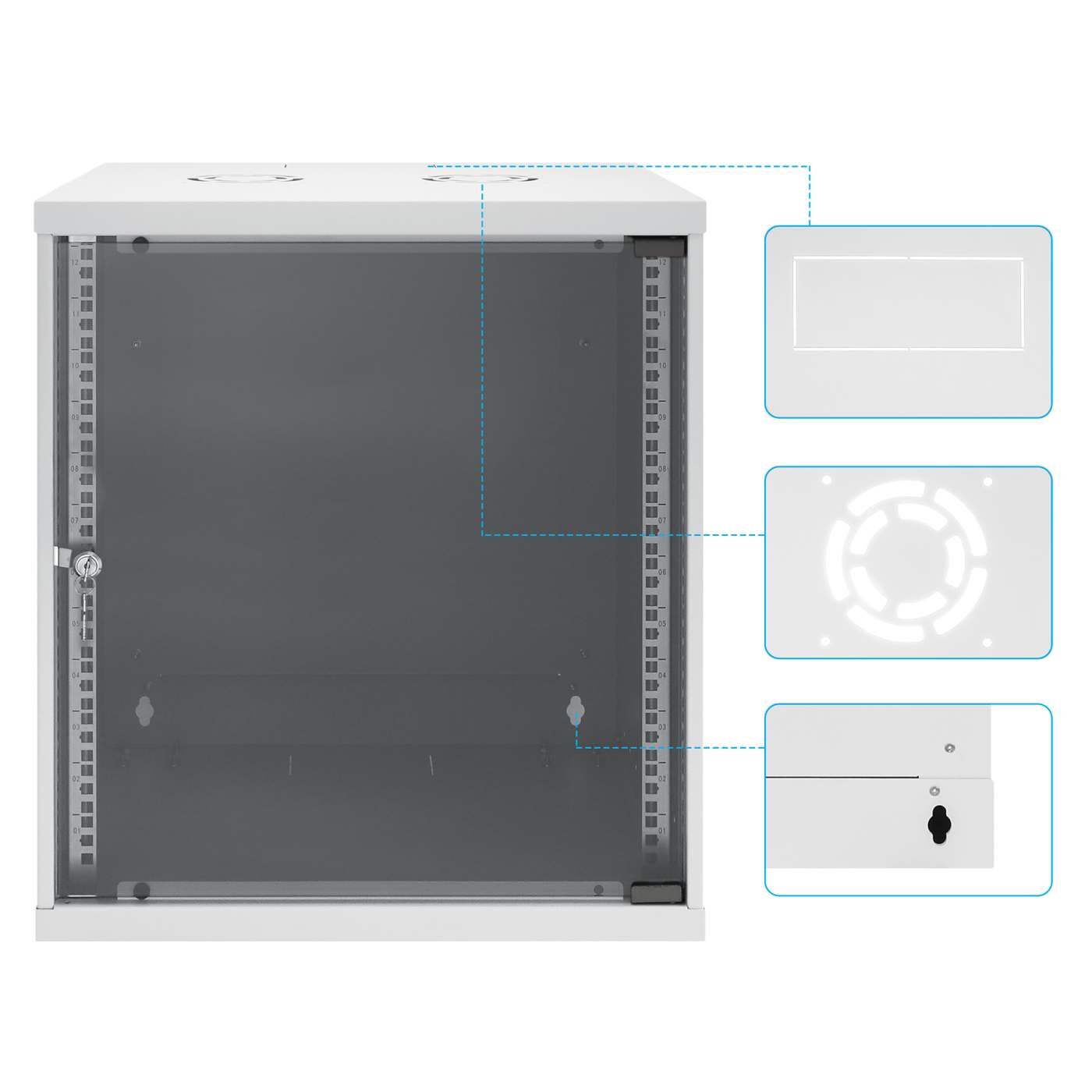 19" Basic Wall Mount Network Cabinet, 12U, 400 mm Depth, Gray Image 9
