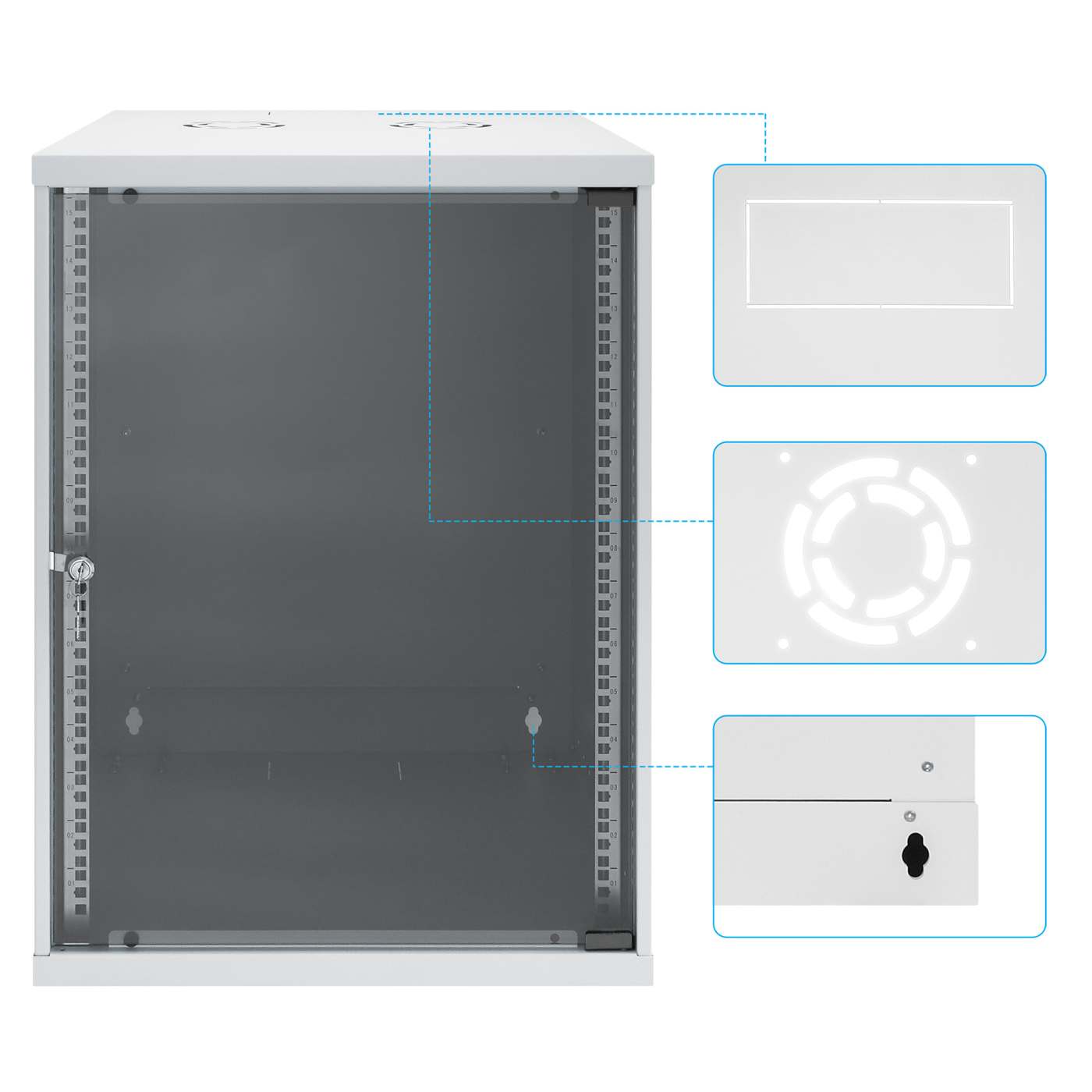 19" Basic Wall Mount Network Cabinet, 15U, 560 mm Depth, Gray Image 9