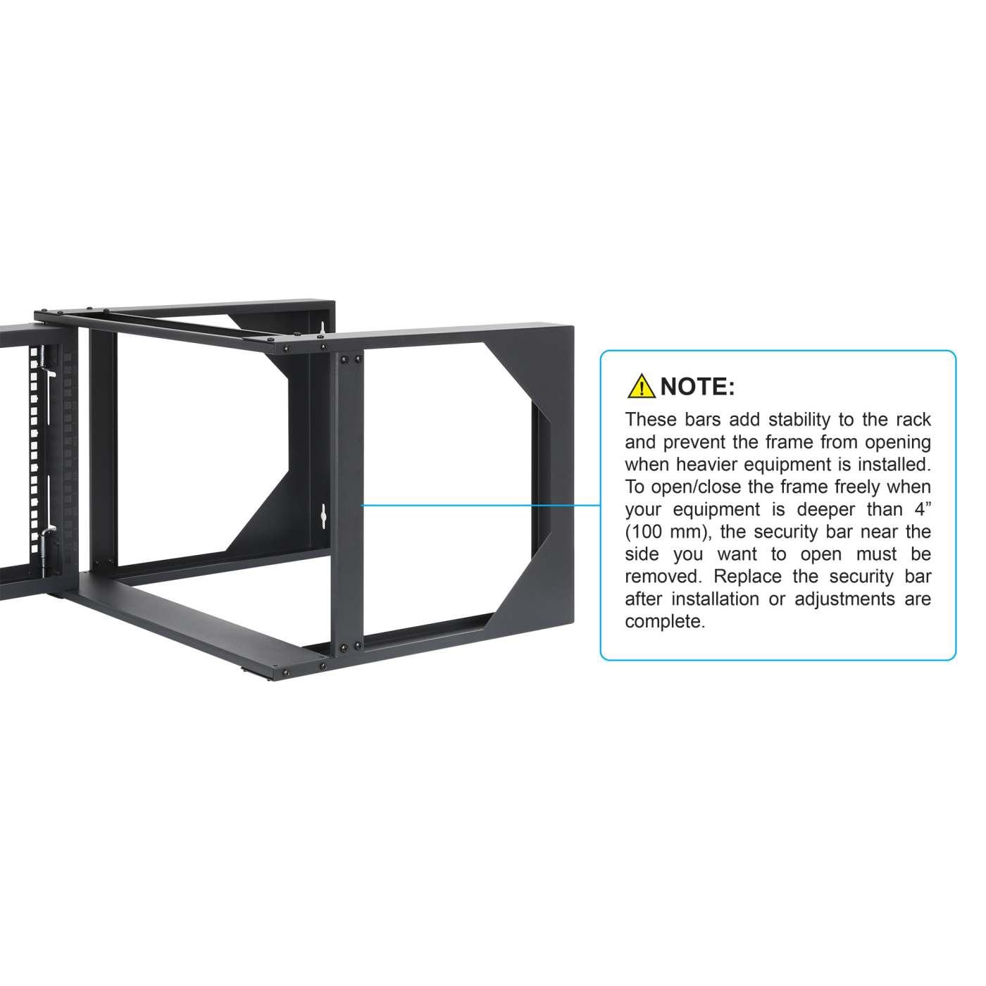 19" Wall Mount 2-Post Open Frame Network Rack, 6U Image 8