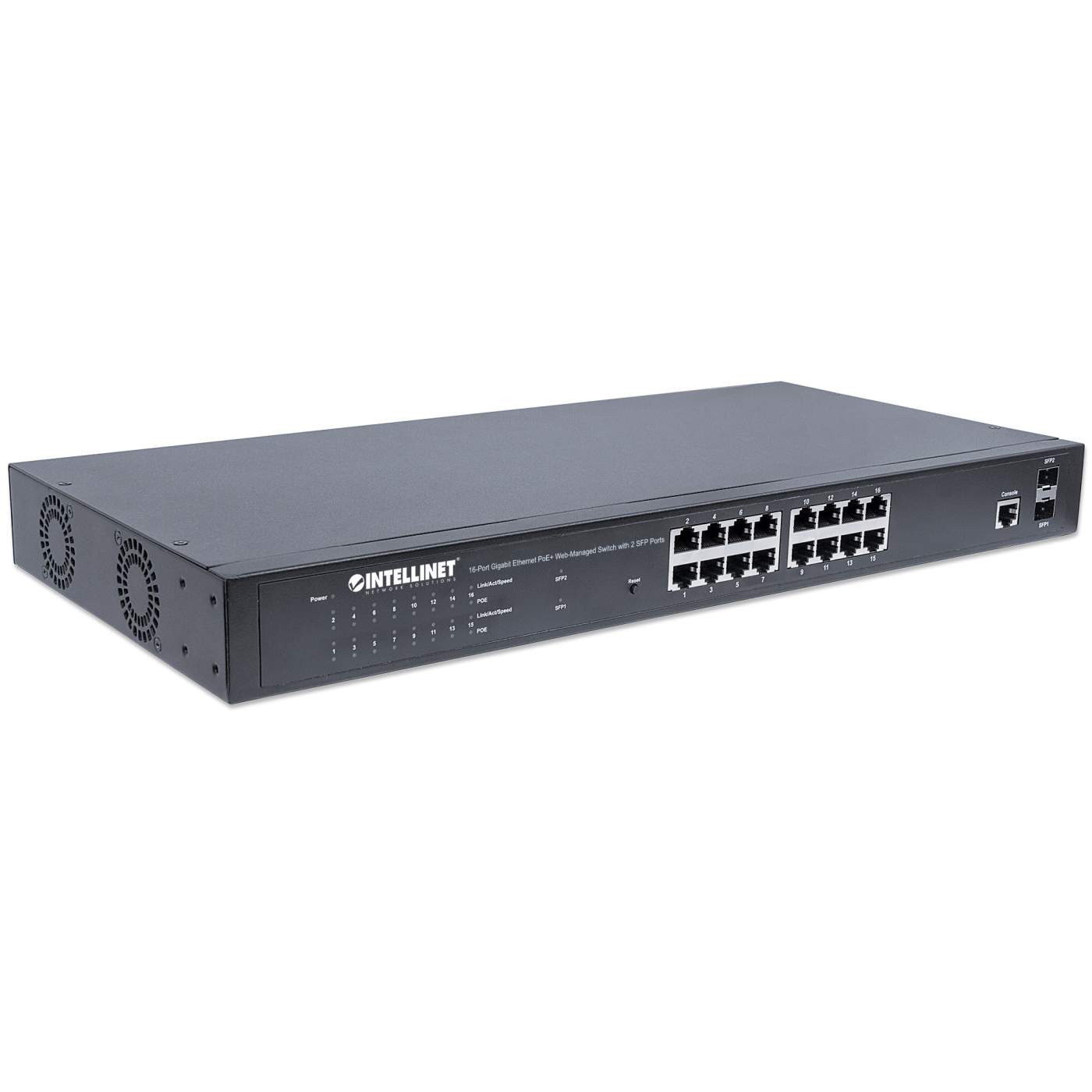 16-Port Gigabit Ethernet PoE+ Web-Managed Switch with 2 SFP Ports Image 3