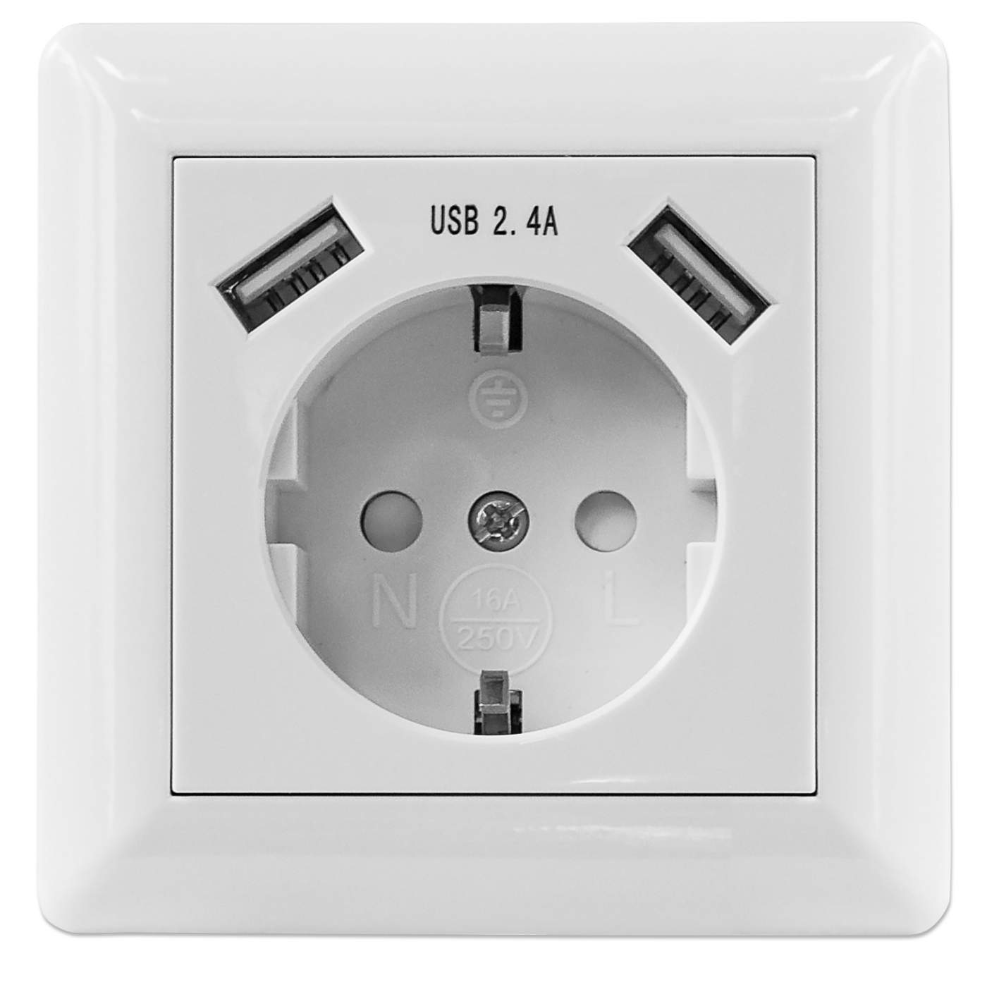 2-Port USB-A Outlet CEE 7/3 Socket Faceplate (772174) – Intellinet Europe
