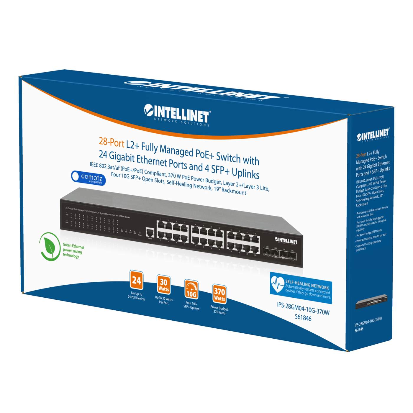 28-Port L2+ Fully Managed PoE+ Switch with 24 Gigabit Ethernet Ports and 4 SFP+ Uplinks Packaging Image 2