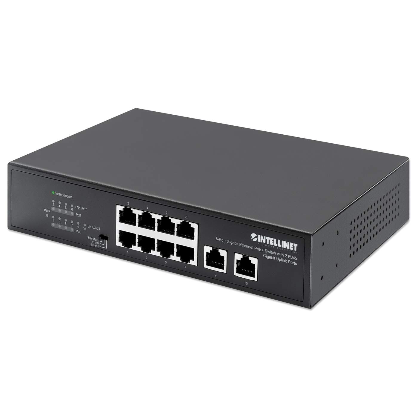 8-Port GbE PoE+ Switch w/ 2 RJ45 GbE Uplink Ports (561402