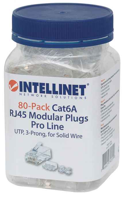80-Pack Cat6A RJ45 Modular Plugs Pro Line Packaging Image 2