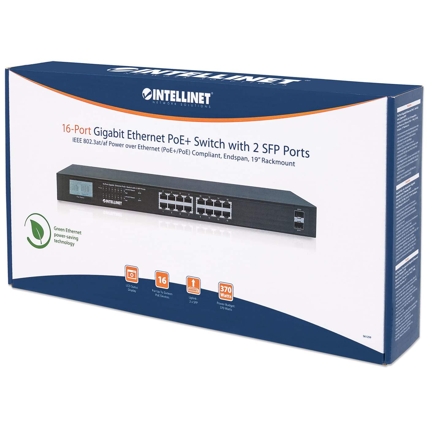 Intellinet 16Port PoE+ Fast Ethernet Rackmount Switch (560849) b 並行輸入品 : INTELLINET 560771(1103) - INTELLINET 560771 65-Watt