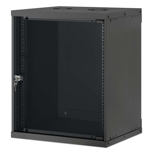 19" Basic Wall Mount Network Cabinet, 12U, 400 mm Depth, Black Image 1