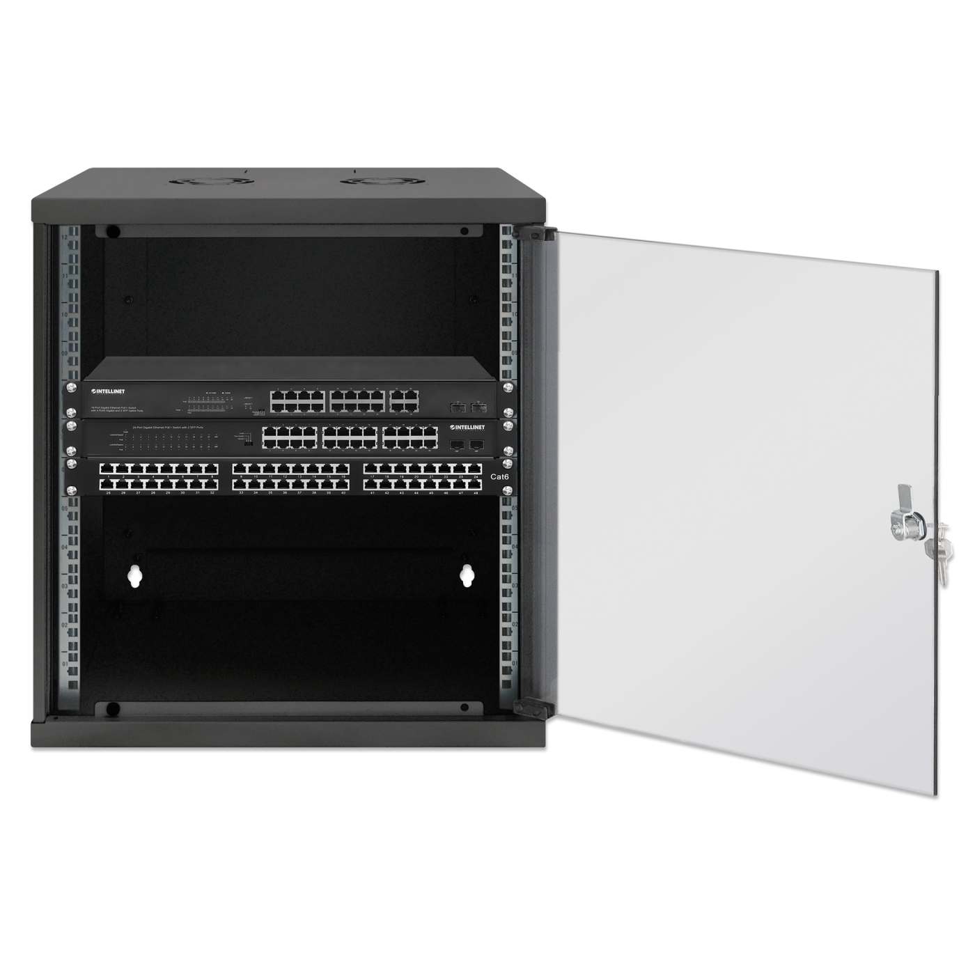 19" Basic Wall Mount Network Cabinet, 12U, 400 mm Depth, Black Image 4