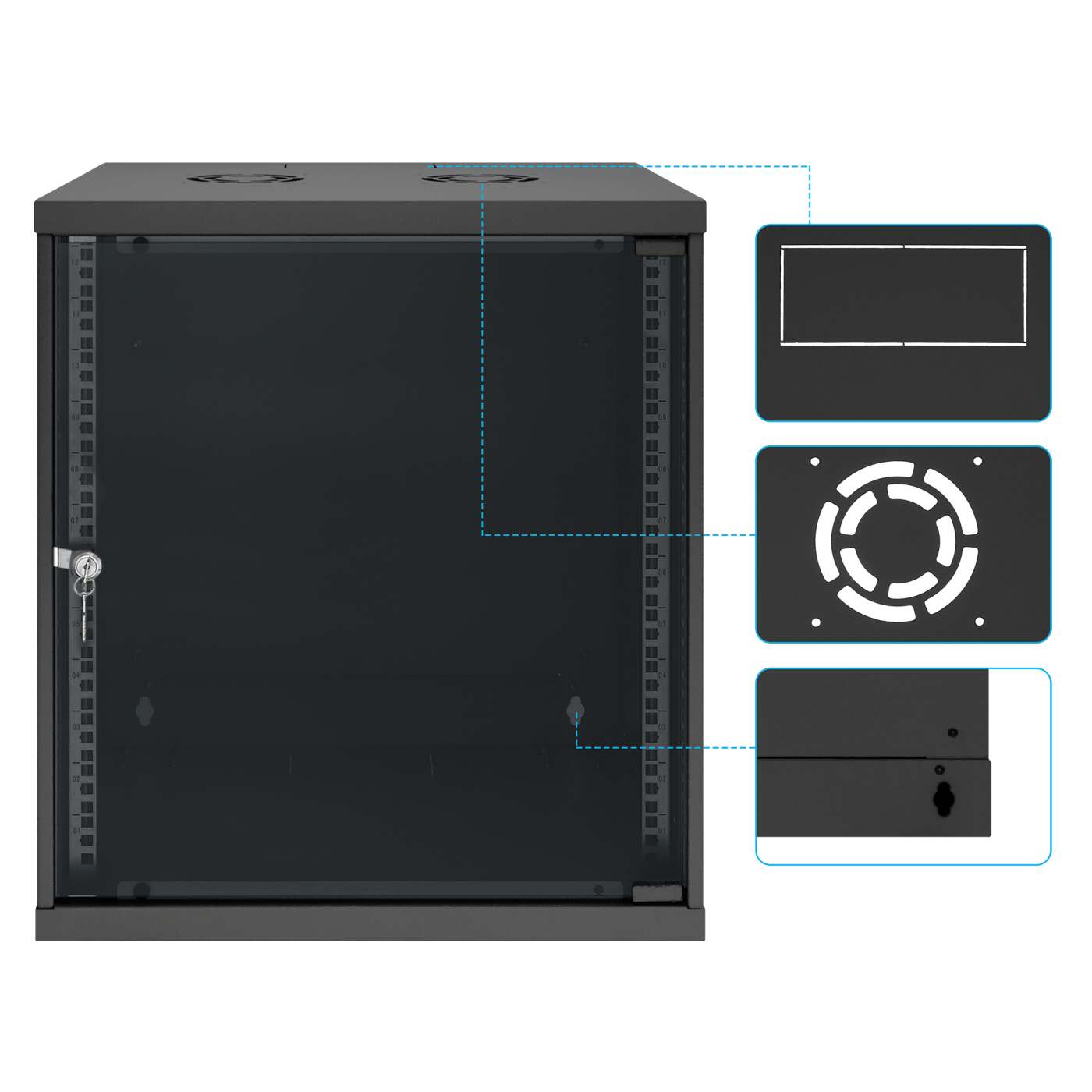 19" Basic Wall Mount Network Cabinet, 12U, 400 mm Depth, Black Image 9