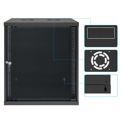 19" Basic Wall Mount Network Cabinet, 12U, 400 mm Depth, Black Image 9