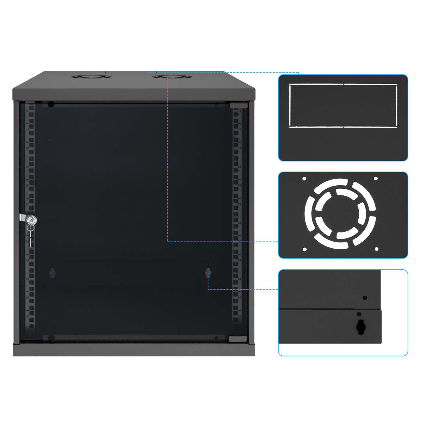 19" Basic Wall Mount Network Cabinet, 12U, 560 mm Depth, Black Image 9