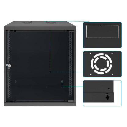 19" Basic Wall Mount Network Cabinet, 12U, 560 mm Depth, Black Image 9