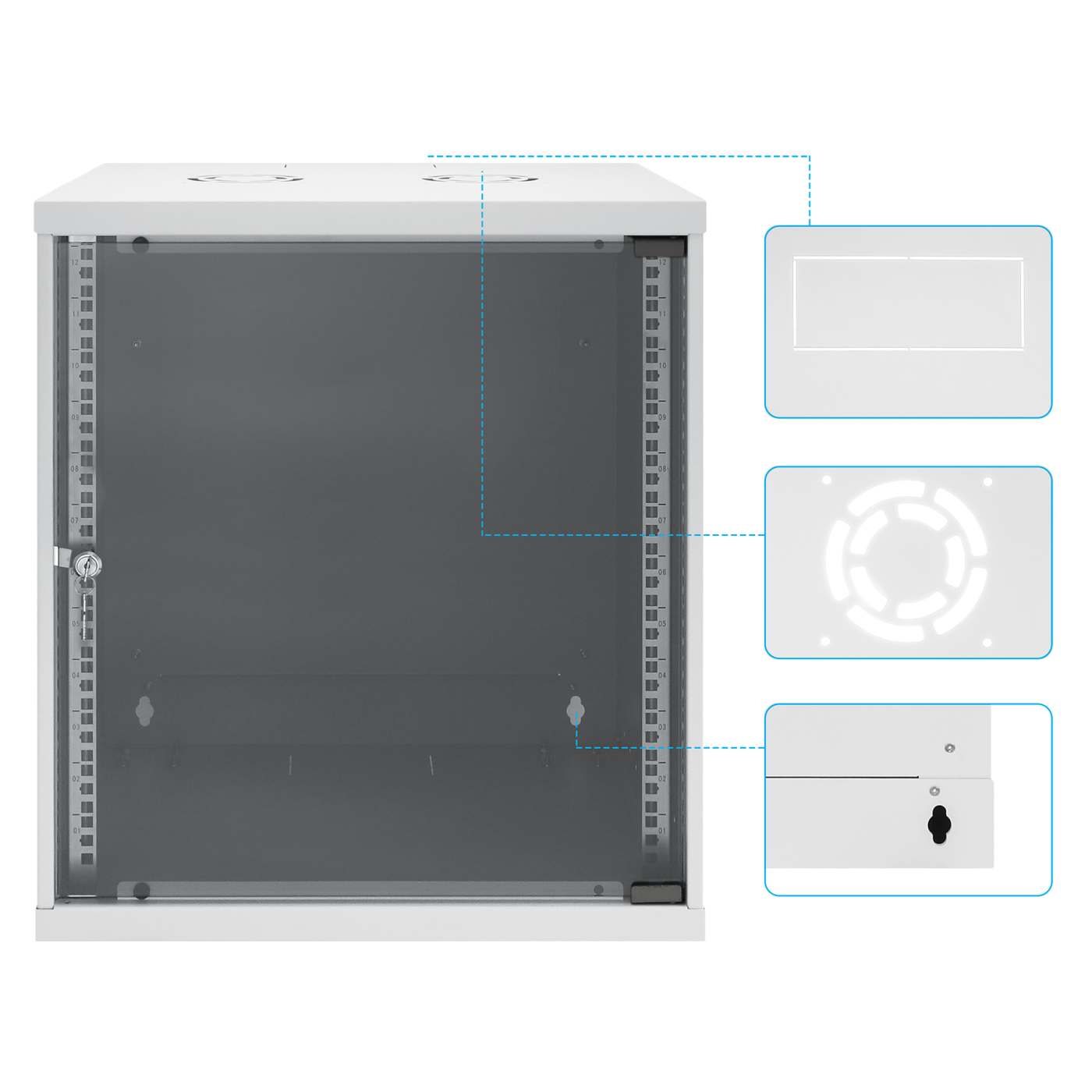 19" Basic Wall Mount Network Cabinet, 12U, 560 mm Depth, Gray Image 9
