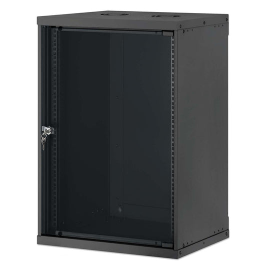 19" Basic Wall Mount Network Cabinet, 15U, 400 mm Depth, Black Image 1