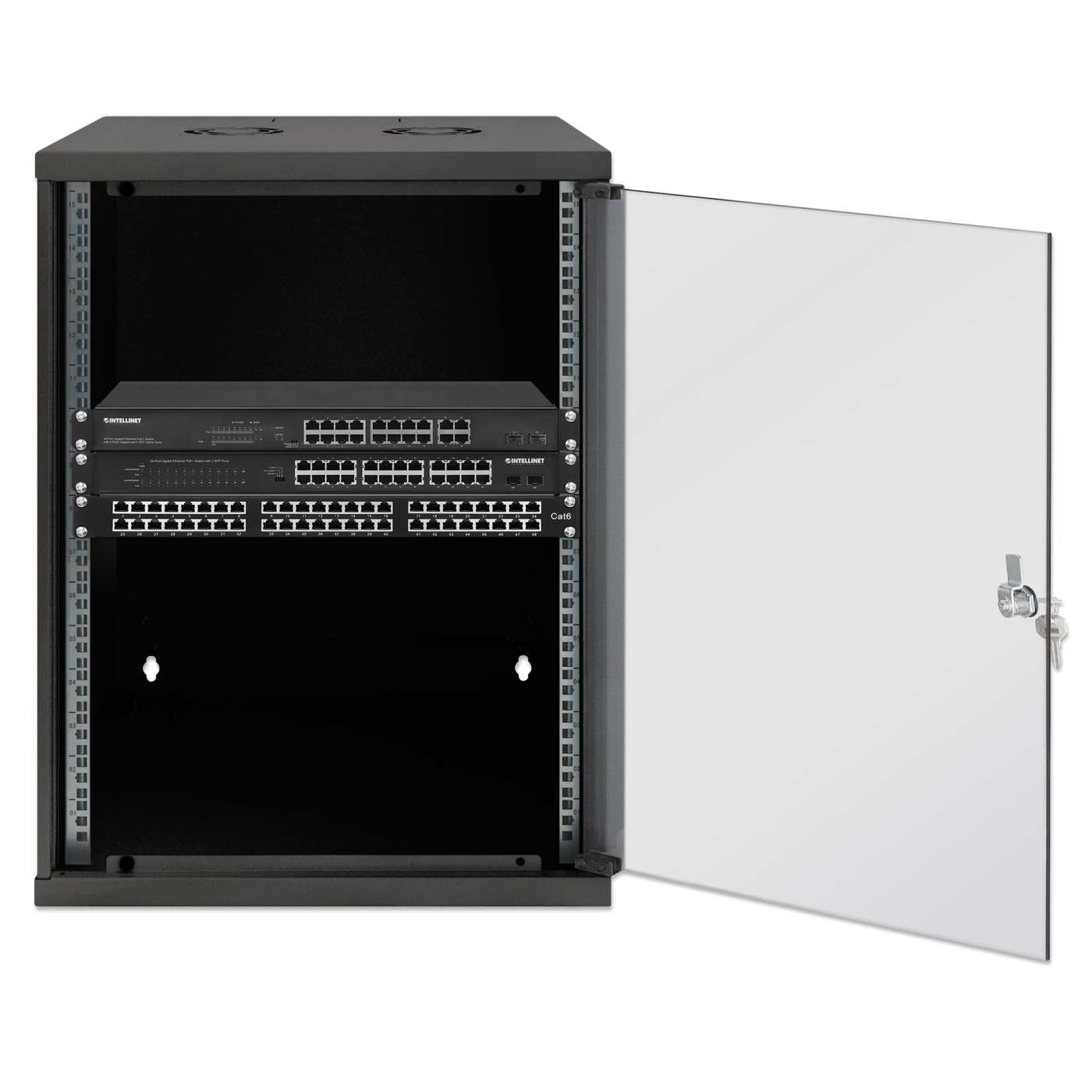 19" Basic Wall Mount Network Cabinet, 15U, 400 mm Depth, Black Image 4