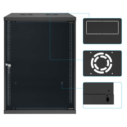 19" Basic Wall Mount Network Cabinet, 15U, 400 mm Depth, Black Image 9