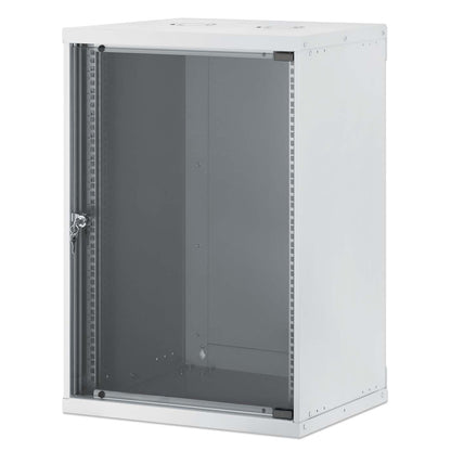 19" Basic Wall Mount Network Cabinet, 15U, 400 mm Depth, Gray Image 1