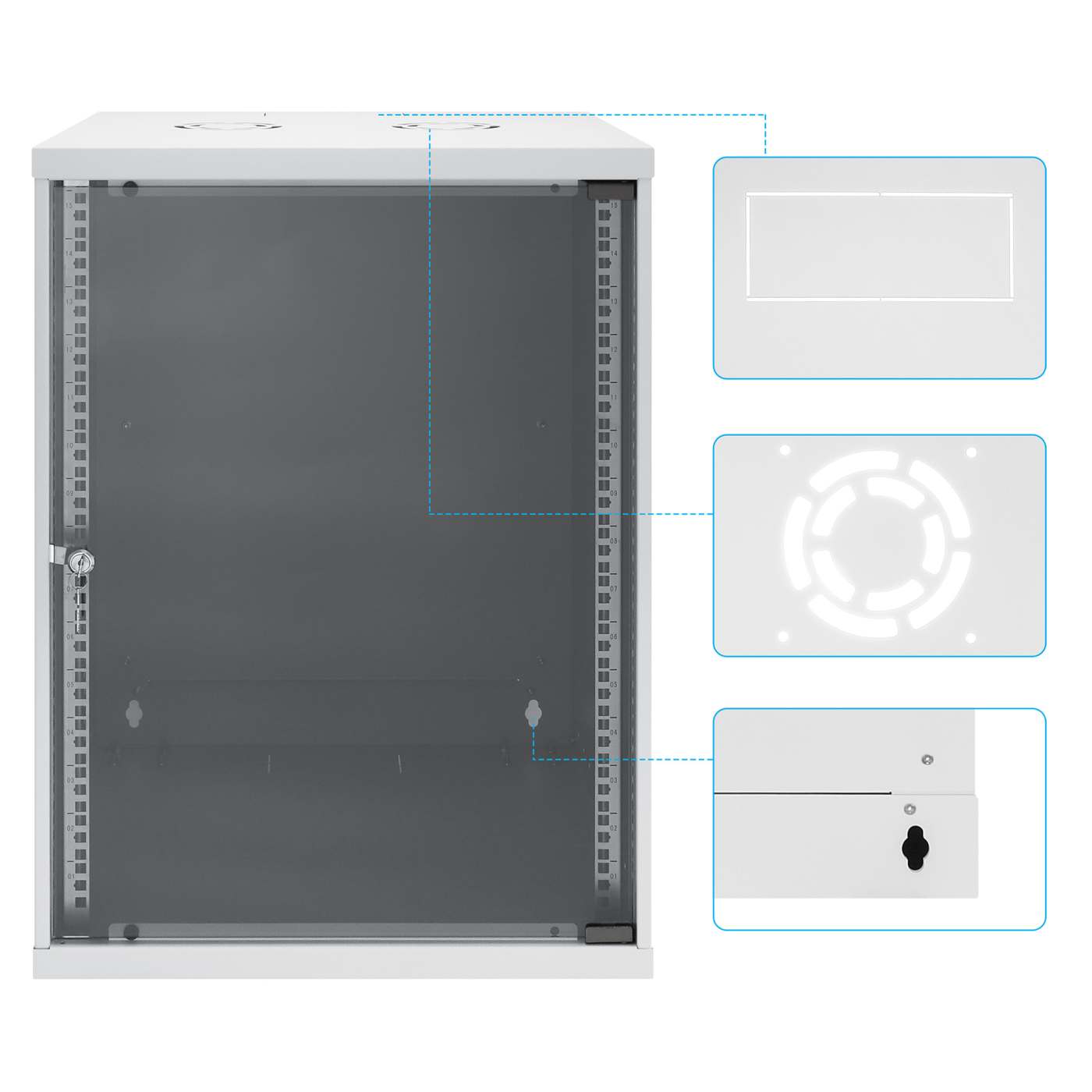 19" Basic Wall Mount Network Cabinet, 15U, 400 mm Depth, Gray Image 9