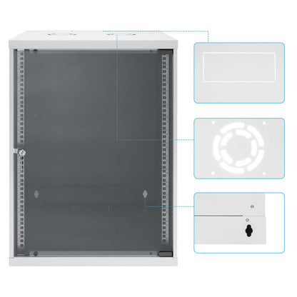 19" Basic Wall Mount Network Cabinet, 15U, 400 mm Depth, Gray Image 9