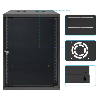 19" Basic Wall Mount Network Cabinet, 15U, 560 mm Depth, Black Image 9