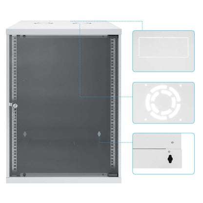 19" Basic Wall Mount Network Cabinet, 15U, 560 mm Depth, Gray Image 9
