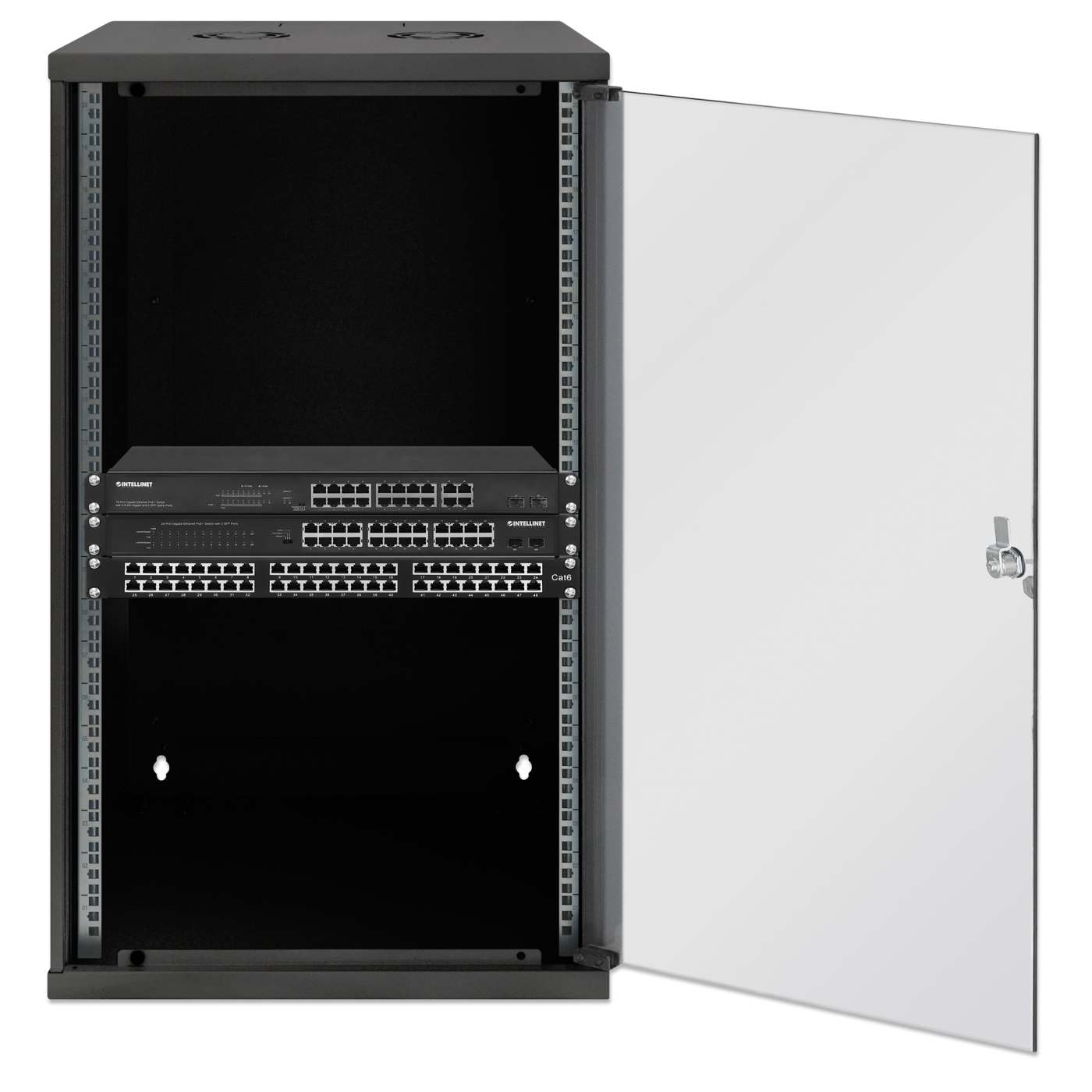 19" Basic Wall Mount Network Cabinet, 20U, 400 mm Depth, Black Image 4