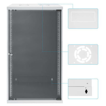 19" Basic Wall Mount Network Cabinet, 20U, 400 mm Depth, Gray Image 9