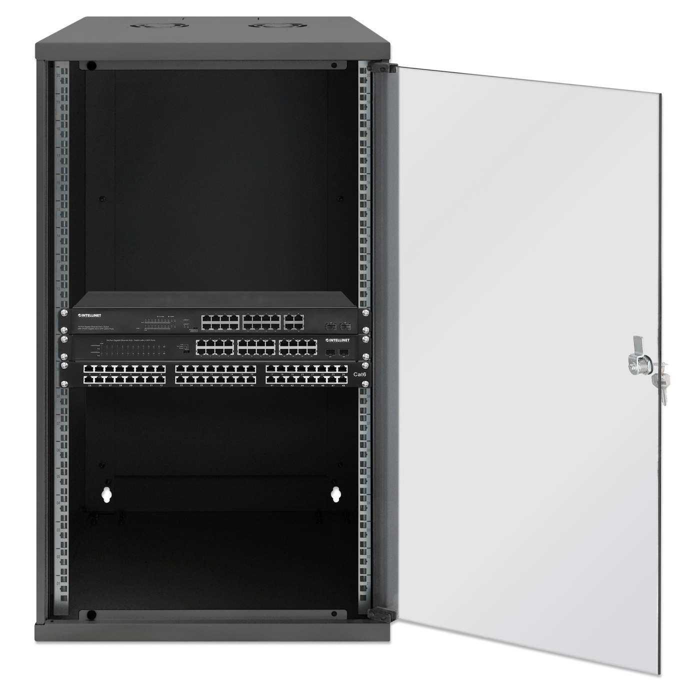 19" Basic Wall Mount Network Cabinet, 20U, 560 mm Depth, Black Image 4