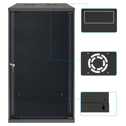 19" Basic Wall Mount Network Cabinet, 20U, 560 mm Depth, Black Image 9