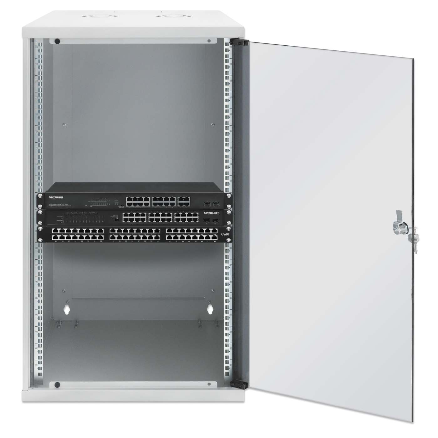 19" Basic Wall Mount Network Cabinet, 20U, 560 mm Depth, Gray Image 4
