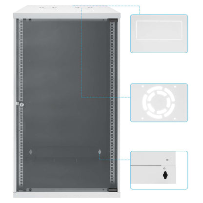 19" Basic Wall Mount Network Cabinet, 20U, 560 mm Depth, Gray Image 9