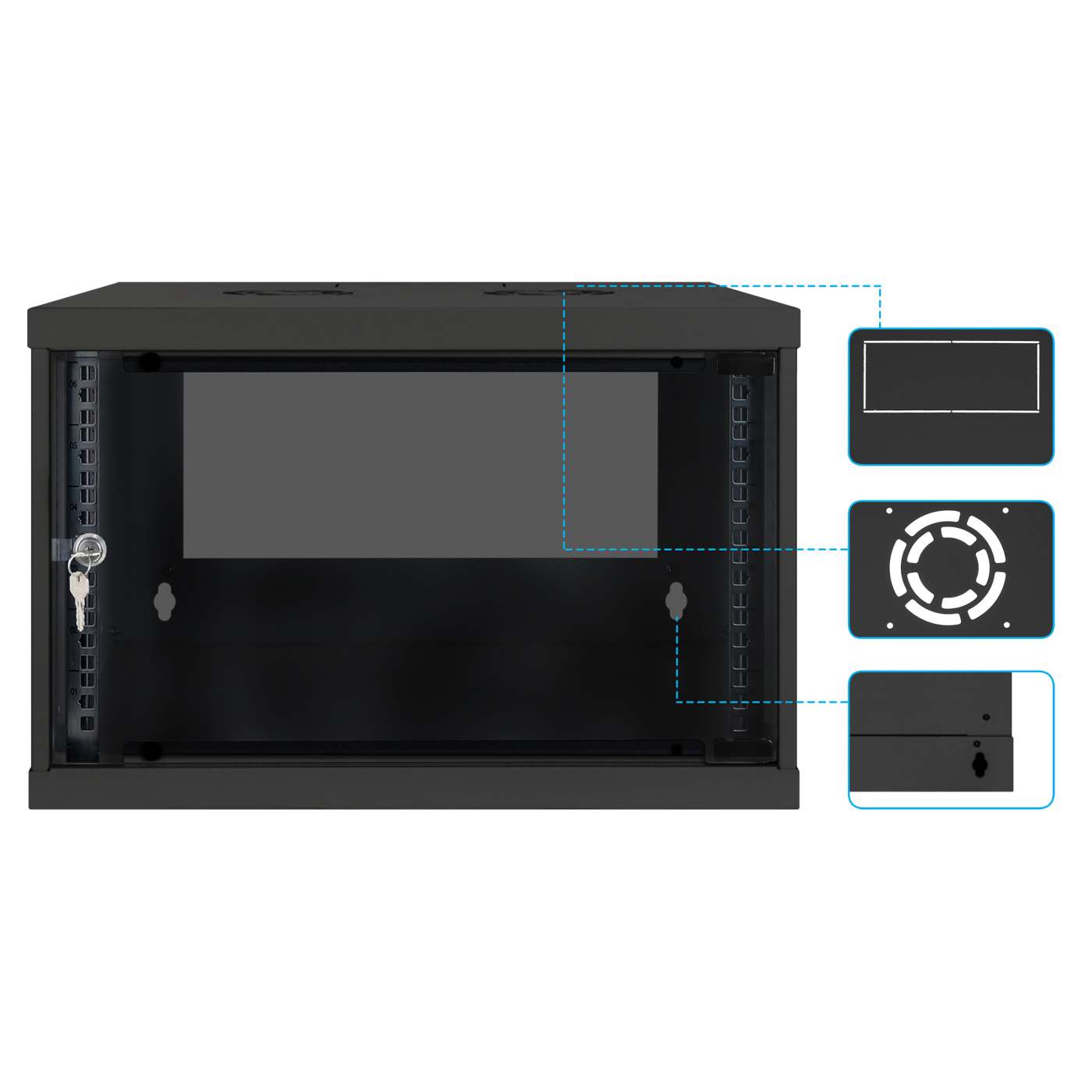 19" Basic Wallmount Cabinet, 6U, 400 mm Depth, Black Image 8