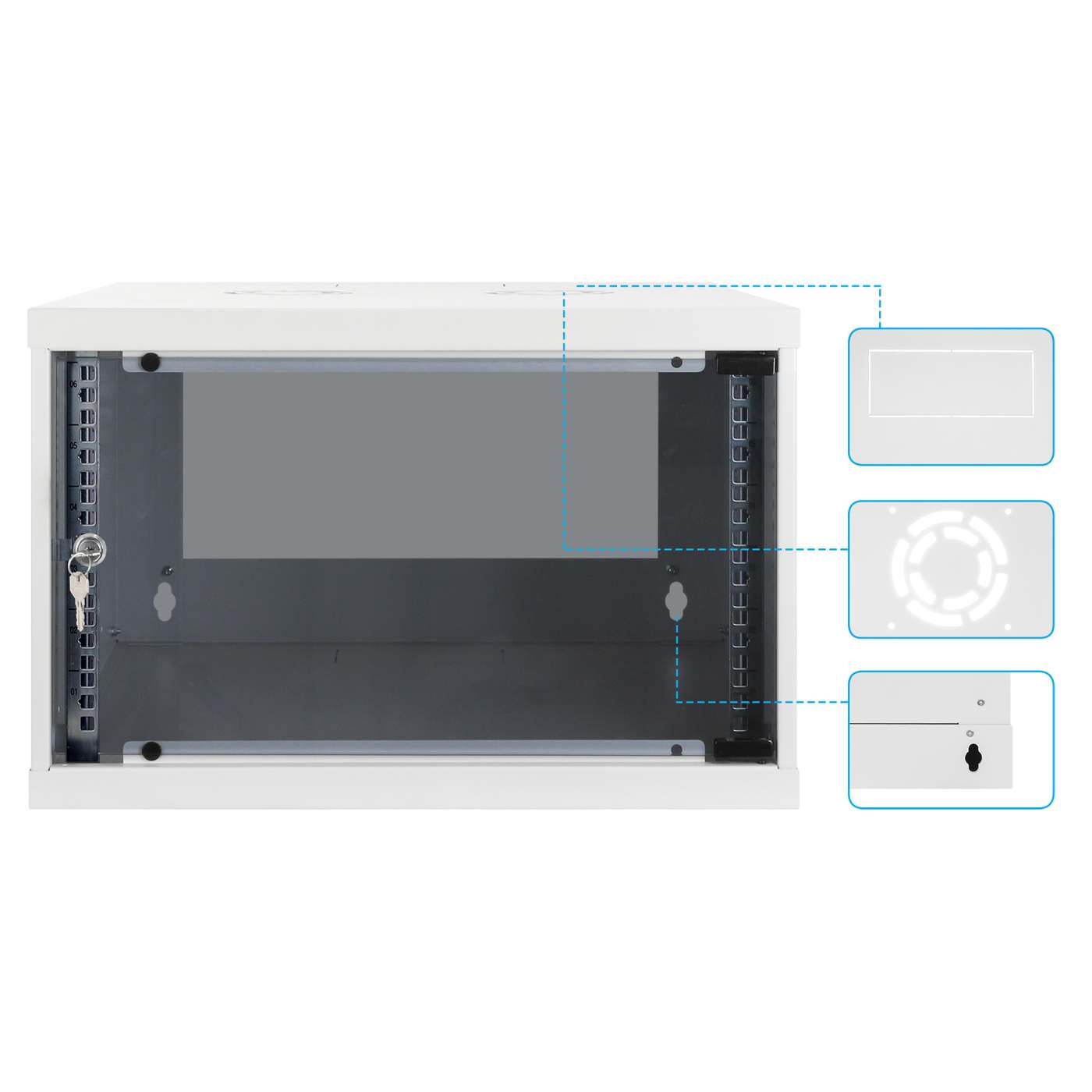 19" Basic Wallmount Cabinet, 6U, 560 mm Depth, Gray Image 8