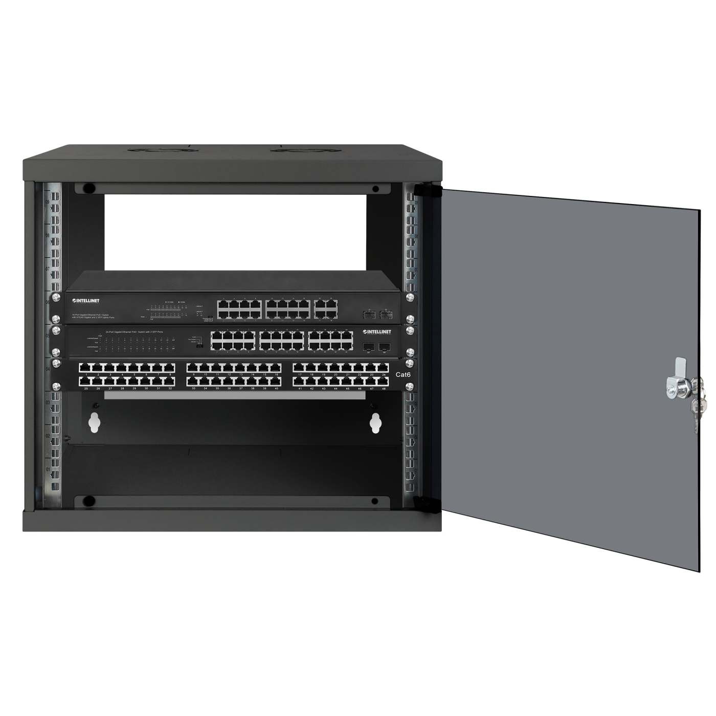 19" Basic Wallmount Cabinet, 9U, 400 mm Depth, Black Image 4
