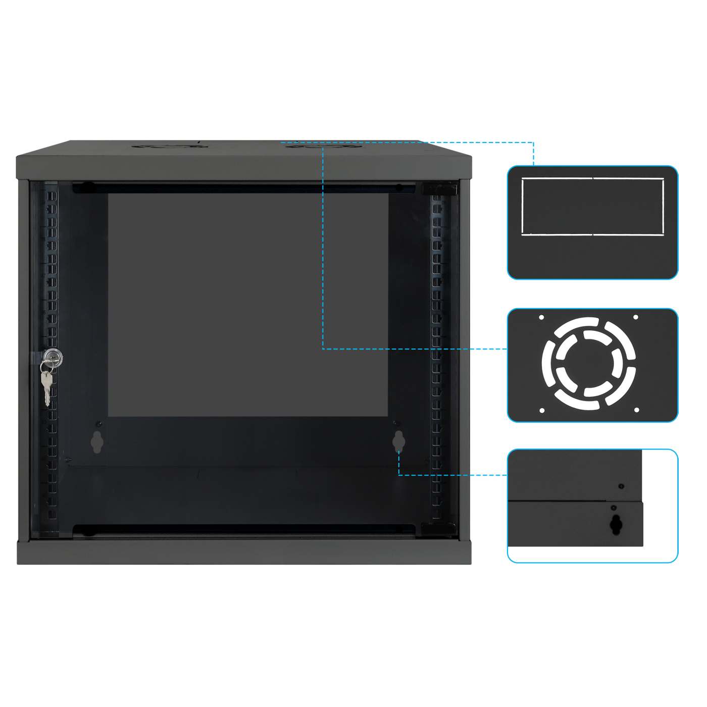 19" Basic Wallmount Cabinet, 9U, 400 mm Depth, Black Image 8