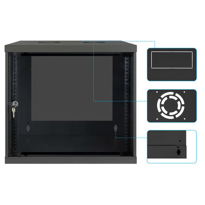 19" Basic Wallmount Cabinet, 9U, 400 mm Depth, Black Image 8
