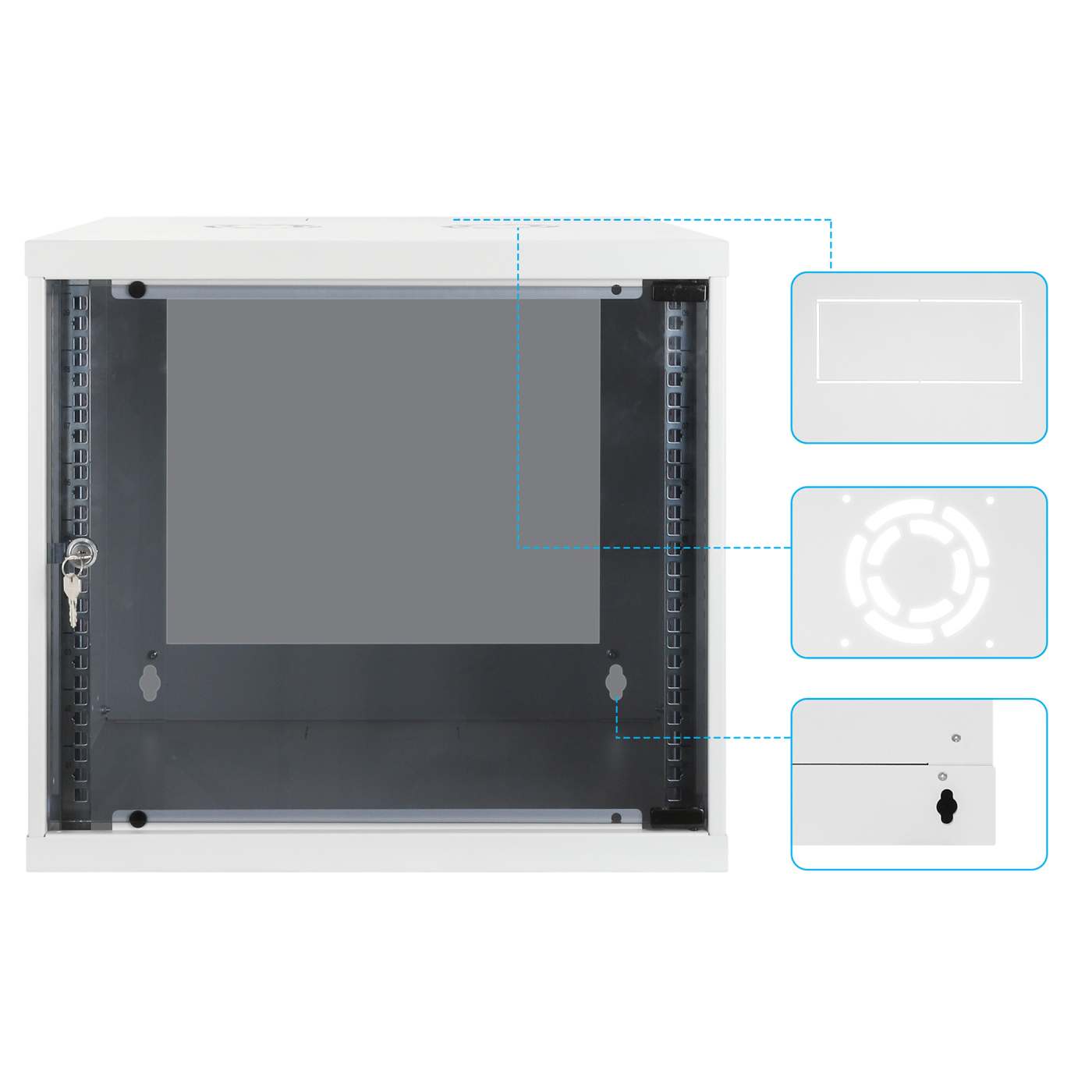 19" Basic Wallmount Cabinet, 9U, 400 mm Depth, Gray Image 8