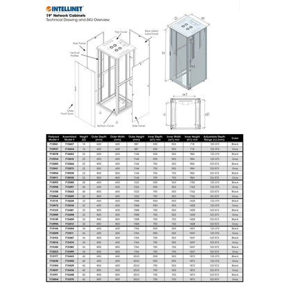 19" Network Cabinet, 26U, 800 (D) x 600 (W) x 1322 (H) mm, Black Image 9