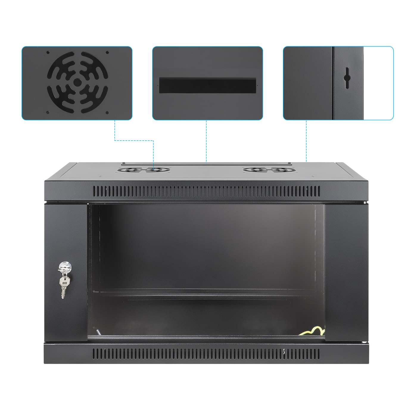 19" Toolless Wall Mount Network Cabinet, 6U, 450 mm (17.7 in.) Depth, Black Image 10