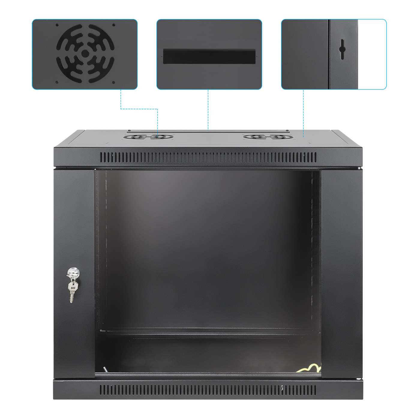 19" Toolless Wall Mount Network Cabinet, 9U, 450 mm (17.7 in.) Depth, Black Image 10