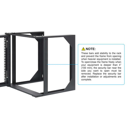 19" Wall Mount 2-Post Open Frame Network Rack, 9U Image 8