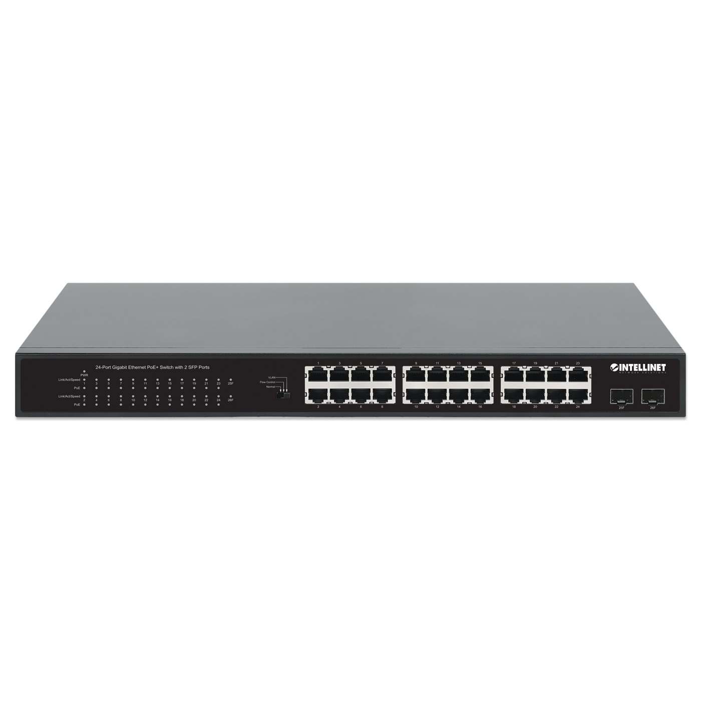 24-Port Gigabit Ethernet PoE+ Switch with 2 SFP Ports Image 4