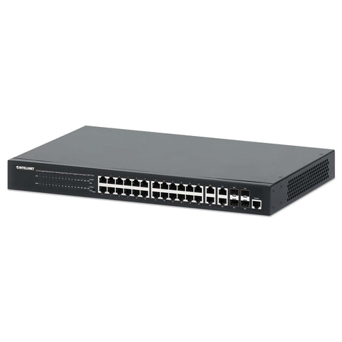24-Port GbE PoE+ Web-Managed Switch w/ 4 GbE Combo Base-T/SFP Ports ...