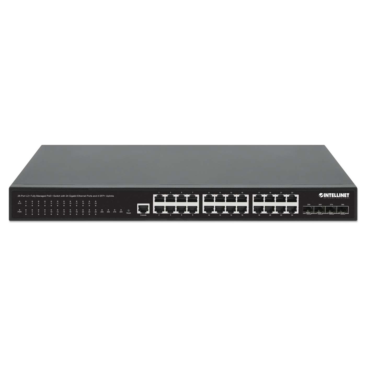 28-Port L2+ Fully Managed PoE+ Switch with 24 Gigabit Ethernet Ports and 4 SFP+ Uplinks Image 4