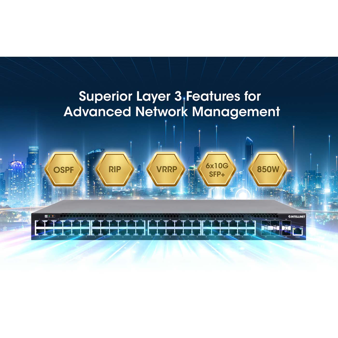 54-Port L3 Fully Managed PoE+ Switch with 48 Gigabit Ethernet Ports and 6 SFP+ Uplinks Image 12