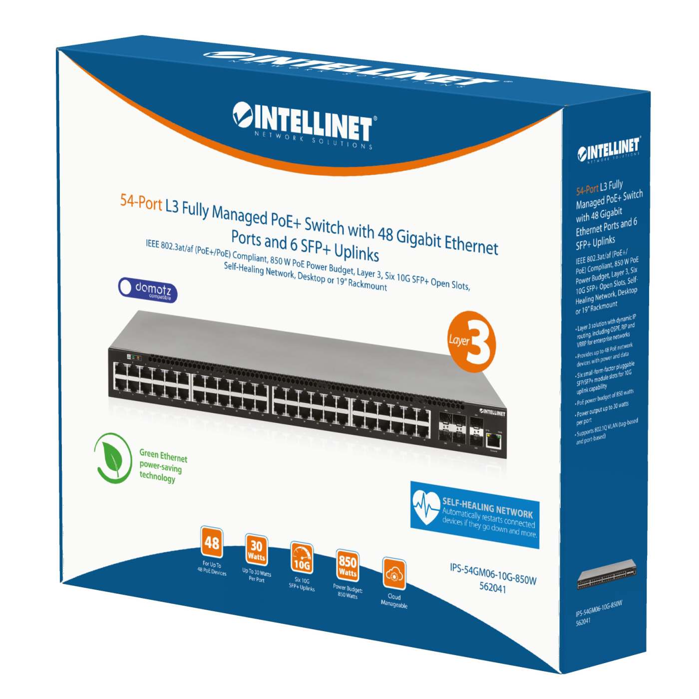 54-Port L3 Fully Managed PoE+ Switch with 48 Gigabit Ethernet Ports and 6 SFP+ Uplinks Packaging Image 2