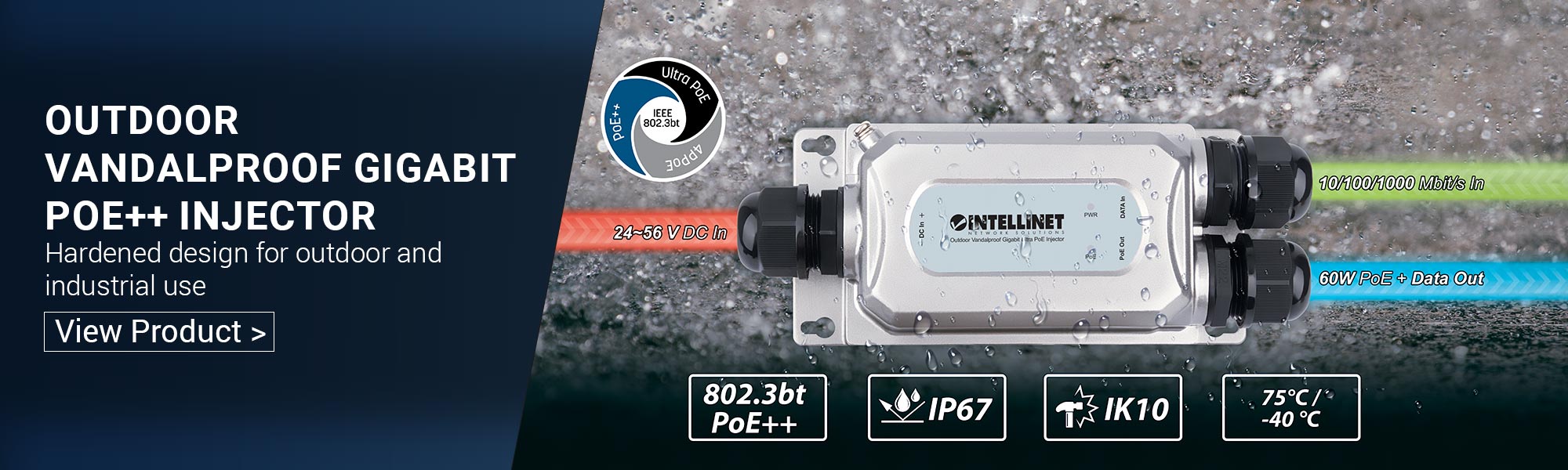 Intellinet 2-Port Gigabit Ultra PoE Injector (561488) – Intellinet Europe