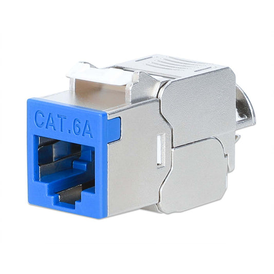 Cat6a 10G Shielded Toolless Slim Keystone Jack, Blue Image 1