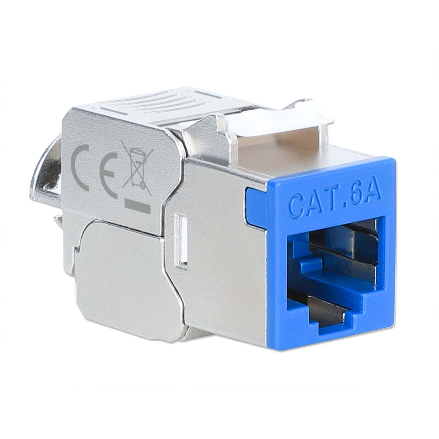 Cat6a 10G Shielded Toolless Slim Keystone Jack, Blue Image 2