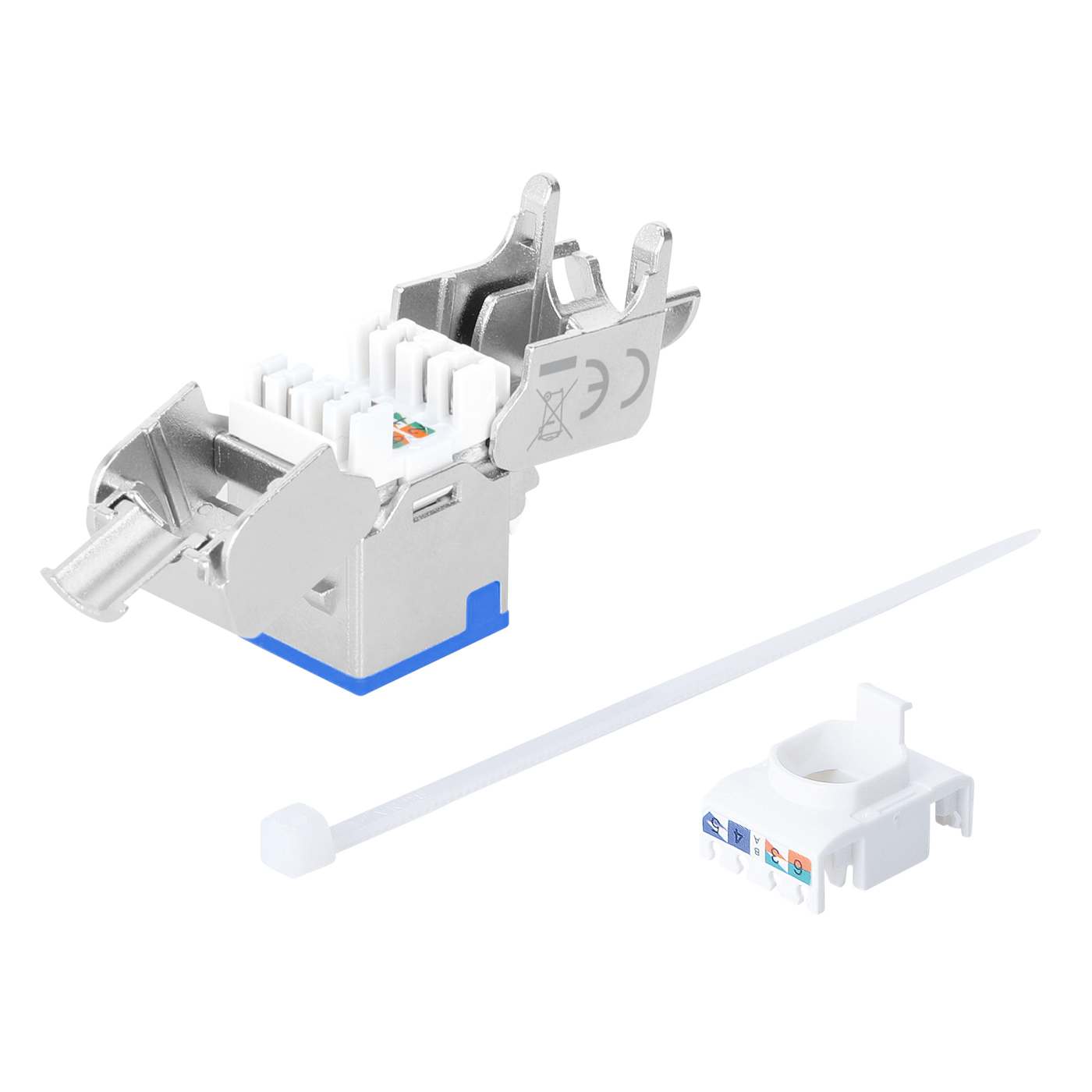 Cat6a 10G Shielded Toolless Slim Keystone Jack, Blue Image 6