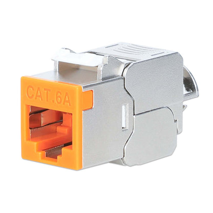 Cat6a 10G Shielded Toolless Slim Keystone Jack, Orange Image 1